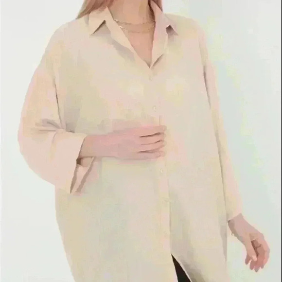 COS Oversized Boxy Half Sleeve Button Down  Shirt in Muted Pink size Large - Picture 1 of 8